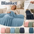 thumbnail image 1 of Luxurious Waffle Knit Blankets 59X79 Inch, Thick Soft Plush Throw for Travel, Cozy Flannel Blanket with Square Pattern for All Seasons, 1 of 7