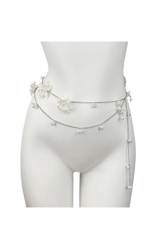 Luxurious Waist Belt Stylish Multilayer Pearls Waist Chain Belt Elaborate Chain Belly Chain for Belly Dance
