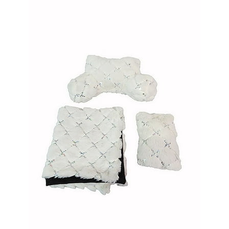 Luxurious White Faux Fur & Silver Sequin Bedding Set for 18inch Dolls | Doll Accesories | Americam Fashion World
