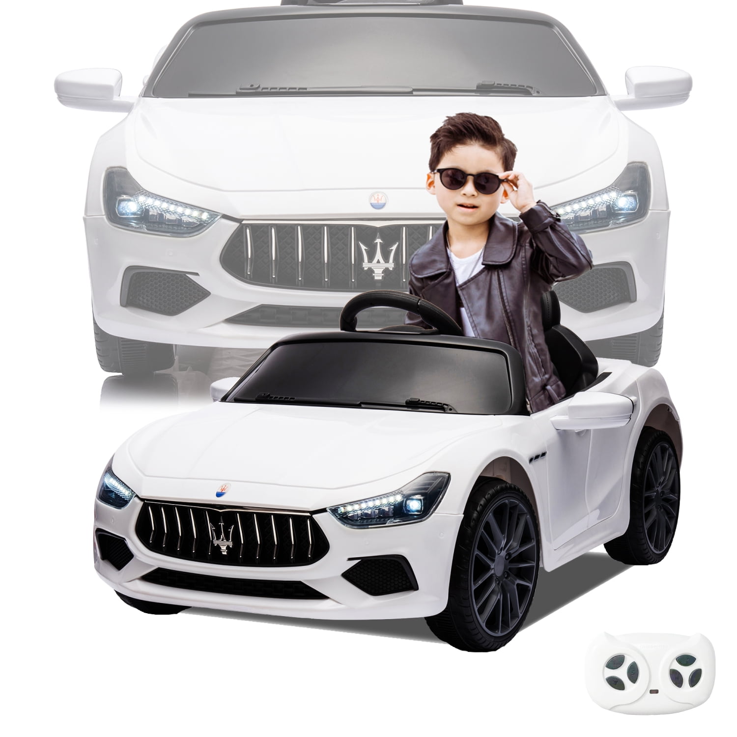 Luxurious White Licensed Maserati 12V Ride On Car with Rechargeable
