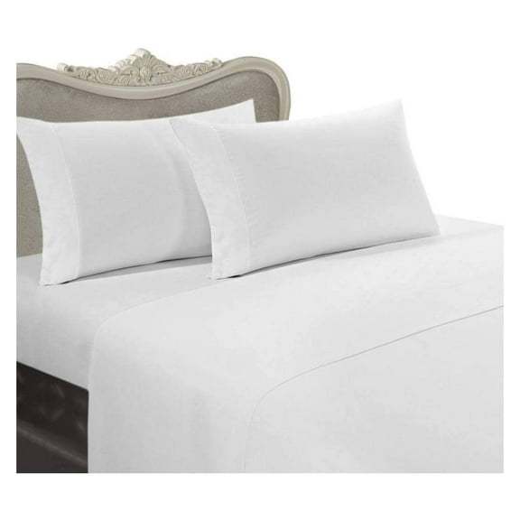 Luxurious White Solid/Plain, Queen Size, 300 Thread Count Ultra Soft Single-Ply 100% Egyptian Cotton 4 Piece Bed Sheet Set (Extra Deep Pocket) - Includes 300TC Flat, Fitted Sheet and 2 Pillow Cases