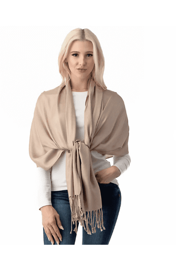 Luxurious Women's Pashmina Shawl in Beige - Soft adn Elegant