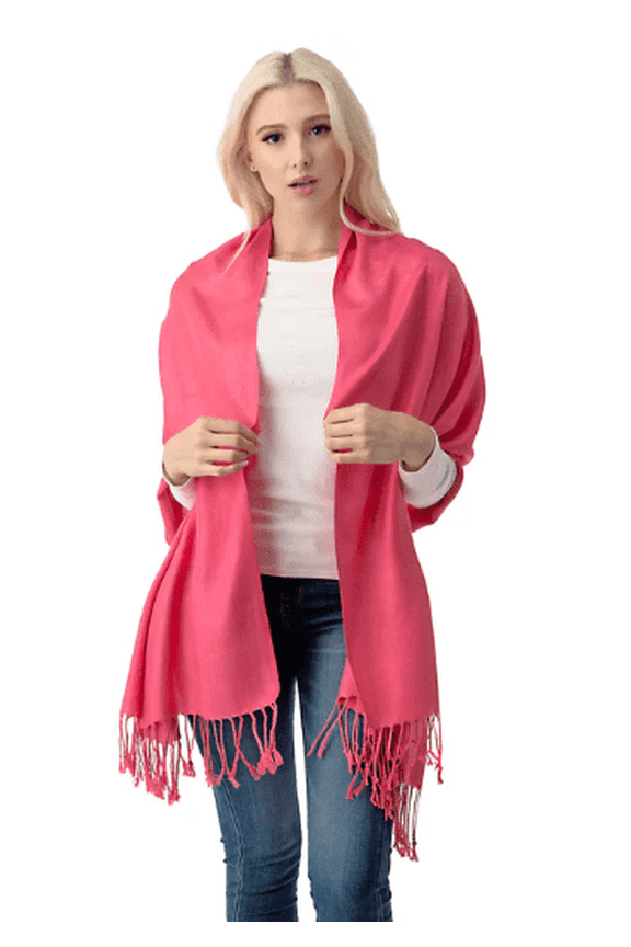 Luxurious Women's Pashmina Shawl in Coral - Soft and Elegant