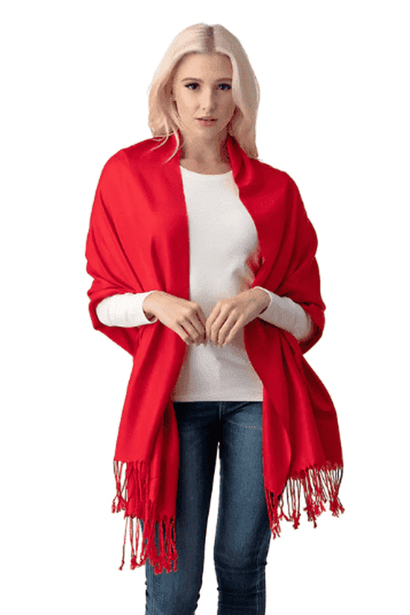 Luxurious Women's Pashmina Shawl in Red - Soft and Elegant