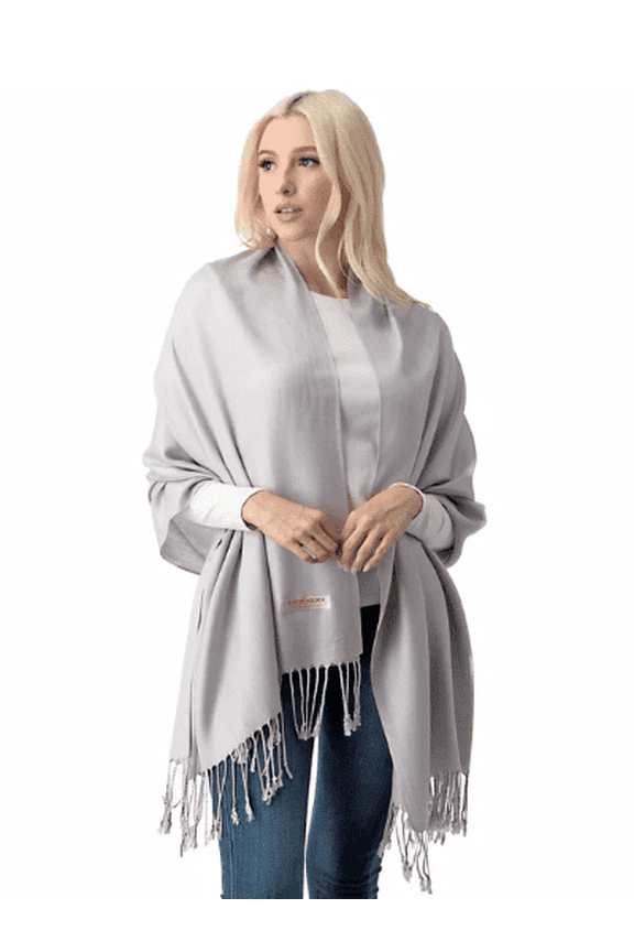 Luxurious Women's Pashmina Shawl in Silver - Soft and Elegant