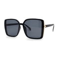 thumbnail image 1 of Luxurious Womens Thin Plastic Rectangle Diva Sunglasses All Black, 1 of 4