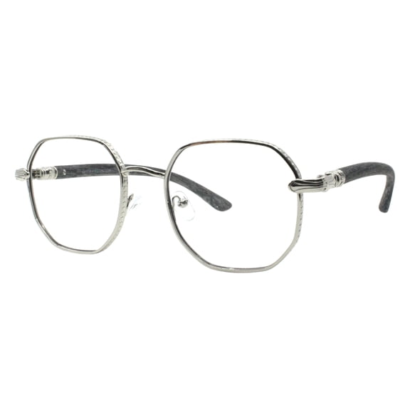 Luxurious Wood Buffs Clear Lens Glasses Hipster Designer Style UV400 Silver Gray