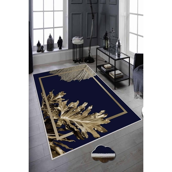 Luxurious Woven Area Rug, 100% Polyester, 23.6 x 39.4 in, 650 g/m, 0.3 in Pile Height, Antibacterial, Non-Slip PVC Dot Underside, Machine Washable, 3D Digital Printing
