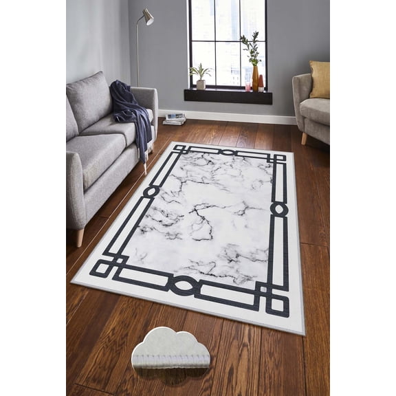 Luxurious Woven Area Rug, 100% Polyester, 23.6 x 39.4 inches | 650 g/m, 0.3 in Pile Height | Antibacterial, Non-Slip PVC Dot Underside, Machine Washable | 3D Digital Printing,