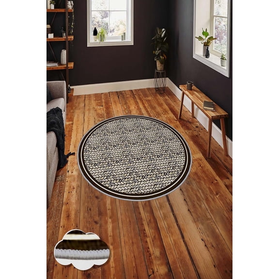 Luxurious Woven Area Rug, 31.5 inches Diameter | 100% Polyester, 650 g/m, 0.3-inch Pile Height | Antibacterial, Non-Slip PVC Dot Underside | Machine Washable (30-40F) | Stylish 3D Digital Print