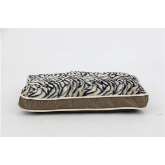 Luxurious Zebra Faux Fur Plush Waterproof Oxford Pet Pillow Sleeper Bed - Medium