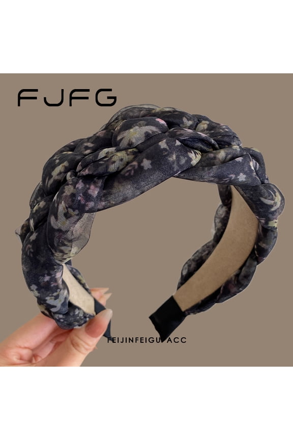 Luxurious and sophisticated rabbit ear crystal hairband with teeth for women, heightening the crown of the head to make the face look smaller, versatile mesh headband.