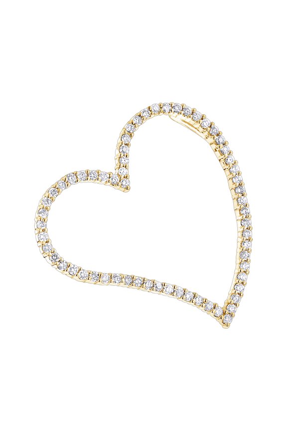 14K Floating Natural Diamond Heart Pendant (Yellow Gold)