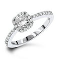 thumbnail image 1 of Luxurman 14K Gold Halo Round & Princess Cut Natural Diamond Engagement Ring (White Gold Size 7), 1 of 3