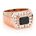 thumbnail image 1 of Luxurman 14K Mens Natural Black Onyx 0.7 Ctw Diamond Ring (Rose Gold Size 9), 1 of 1