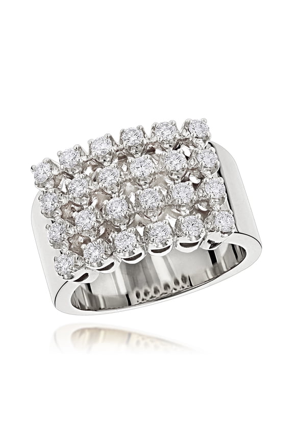 14K Mens Unique Design Natural 1.3 Ctw Diamond Ring Collection Piece (White Gold Size 7.5)