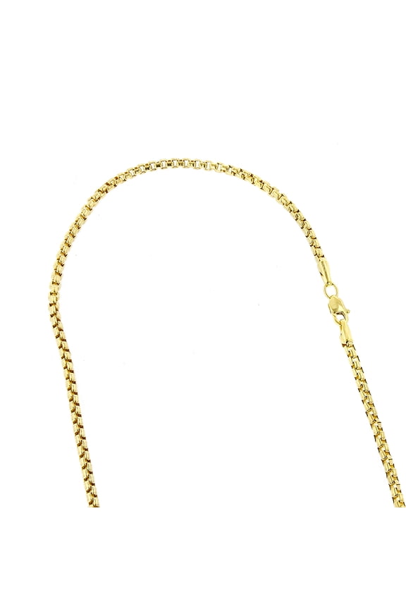 14K Solid Yellow Gold 2.8mm Wide Shiny Round Box Chain 24" Necklace with Lobster Clasp