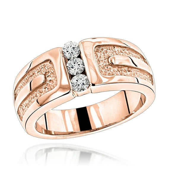 Luxurman 14K Womens or Mens Natural 0.2 Ctw Diamond Wedding Ring (Rose Gold Size 12.5)
