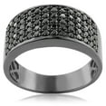 thumbnail image 1 of Luxurman Designer Ring 10K Rhodium Plated Gold Black 1.6 Ctw Diamond Wedding Band for Men(Size 9), 1 of 4