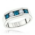 thumbnail image 1 of Luxurman Five Stone White Blue Natural 1 Ctw Diamonds Ring 14K Mens Jewelry (White Gold Size 8), 1 of 3