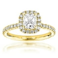 thumbnail image 1 of Luxurman GIA Cushion Cut Natural Diamond Engagement Ring 14K Halo Design (Yellow Gold Size 7.5), 1 of 3
