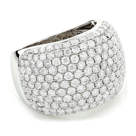 Luxurman Ladies 14K Designer Pave Natural Diamond Ring (White Gold Size 7.5)