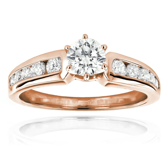 Luxurman Ladies 14K Natural 1.1 Ctw Diamond Designer Engagement Ring (Rose Gold Size 8.5)