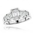 thumbnail image 1 of Luxurman Ladies 14K Princess & Emerald Cut Natural 4 Ctw Diamond Engagement Ring (White Gold Size 9), 1 of 1