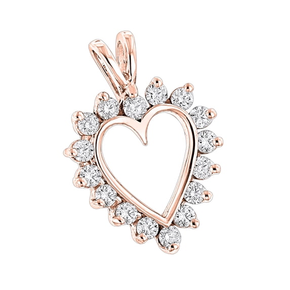 Luxurman Ladies 14K Round Natural 0.6 Ctw Diamond Heart Pendant (Rose Gold)