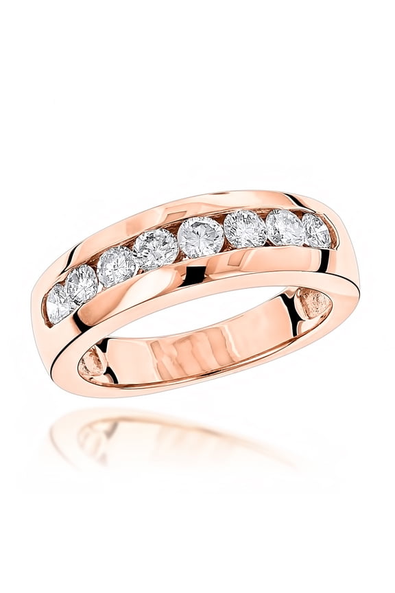Ladies 14K Womens Natural 0.5 Ctw Clear Diamonds Wedding Ring For Her (Rose Gold Size 9.5)