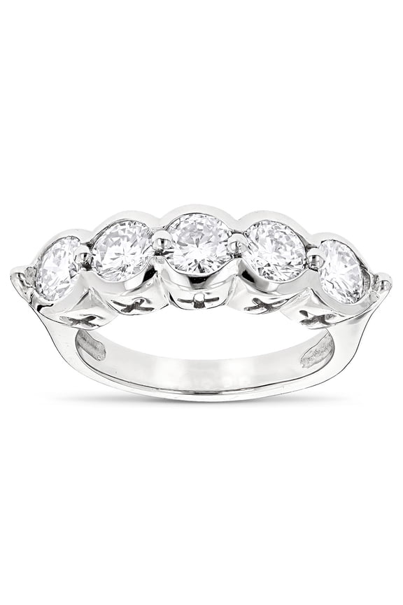 Ladies Platinum Round Natural Diamond Ring For Her (Size 6)
