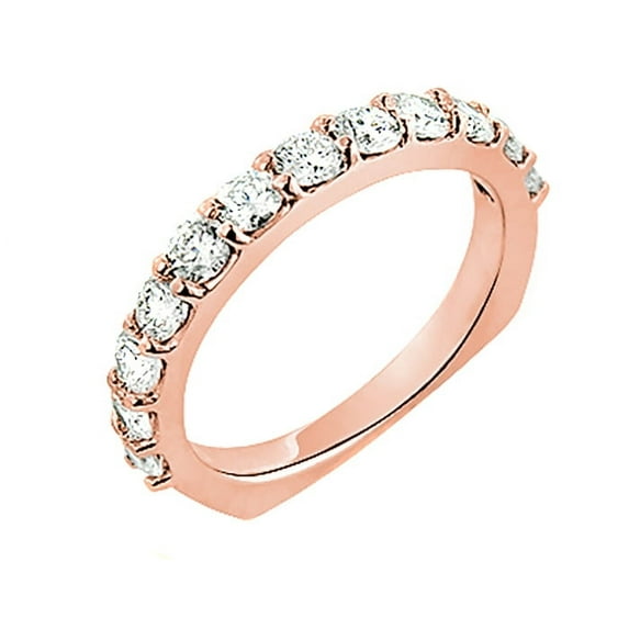Luxurman Ladies Thin Round Diamond Wedding Band 14k Flat Bottom Rings (Rose Gold Size 5.5)