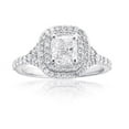 thumbnail image 1 of Luxurman Ladies Unique Cushion Cut Halo Engagement Platinum Diamond Ring (Size 6), 1 of 3