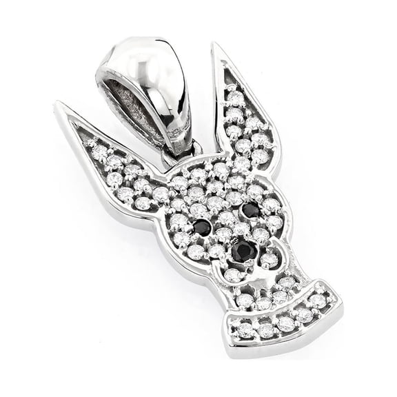 Luxurman Unique Black and White Diamond Dog Pendant Jewelry Necklace 14K 0.5 Ctw (White Gold)