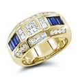 thumbnail image 1 of Luxurman Unique Designer Band 18K Sapphire Diamond Ring for Men (Yellow Gold Size 5.5), 1 of 1