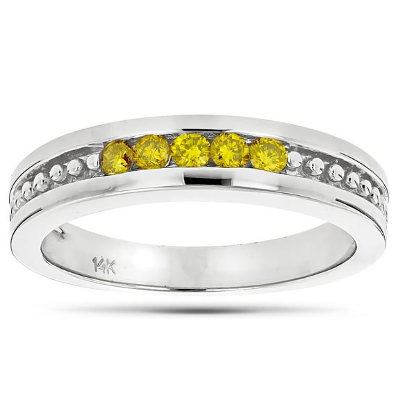 Luxurman Unisex 14k Mens&Womens Five Yellow Natural 0.25 Ctw Diamond Wedding Band (White Gold Size 12.5)