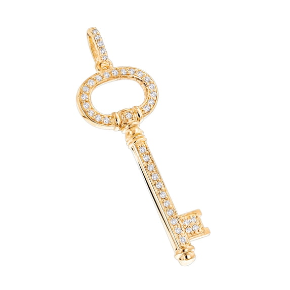 Luxurman Women 14K Natural 0.4 Ctw Diamond Key Pendant For Her (Yellow Gold)