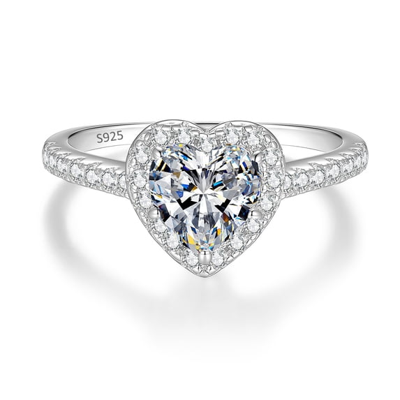 Luxury 1 Carat Heart Moissanite Women Engagement Ring-925 Sterling Silver Wedding Anniversary Jewelry Gift-Size 5~9