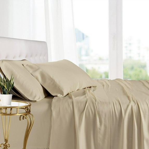 Luxury 100% Bamboo Viscose Sheets Super Soft & Cool Deep Pockets Sheet Sets - Full size- Linen