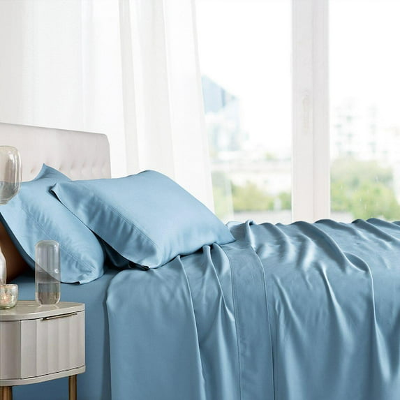 Luxury 100% Bamboo Viscose Sheets Super Soft & Cool Deep Pockets Sheet Sets - King size- Blue