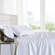 Luxury 100% Bamboo Viscose Sheets Super Soft & Cool Deep Pockets Sheet Sets - Queen Size- White