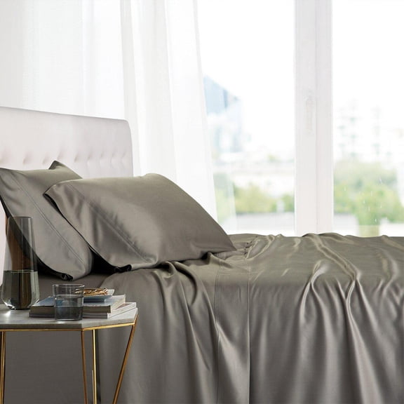 Luxury 100% Bamboo Viscose Sheets Super Soft & Cool Deep Pockets Sheet Sets - Split California King- Gray
