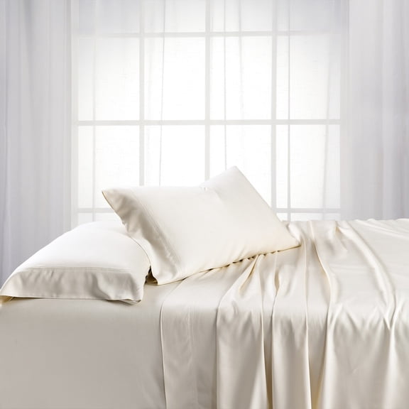Luxury 100% Bamboo Viscose Sheets Woven at 600 Thread Counts, Softest Sheet Set with Deep Pockets -Queen Size-Ivory