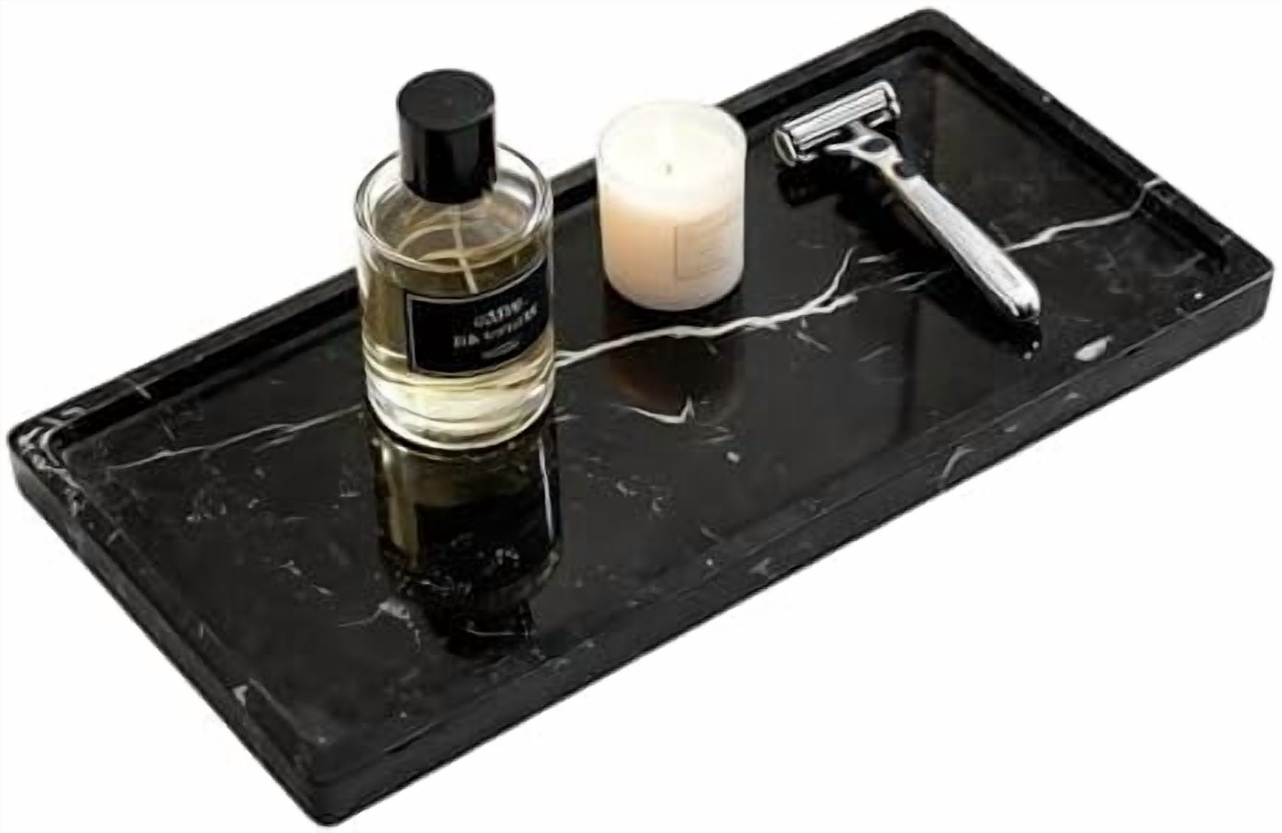 Luxury 100% Black Marble Bathroom Tray Vanity Decorative Rectangular ...