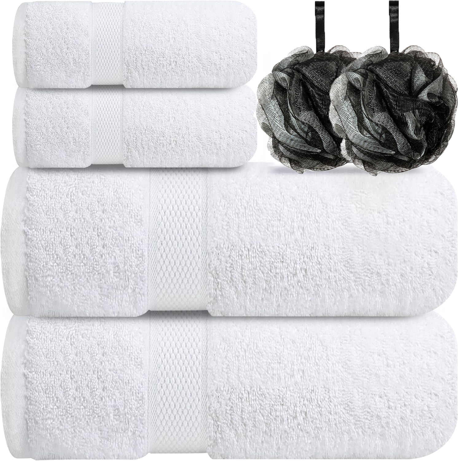 Luxury 100 Cotton 6 Pack Bath Towel Set, 2 Bath Towels 27” x54”, 2