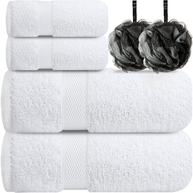 Luxury 100 Cotton 6 Pack Bath Towel Set, 2 Bath Towels 27” x54”, 2