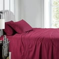 thumbnail image 1 of Luxury 100% Cotton 600 Thread Count Sheets Damask Striped Bed Sheets Set - Full - Burgundy, 1 of 2