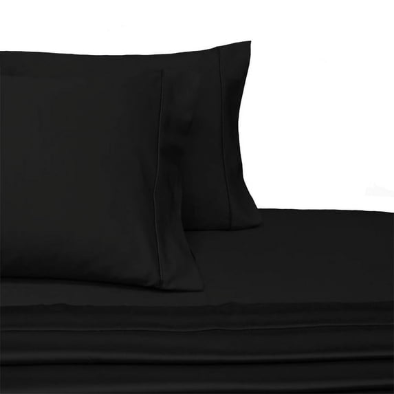 Luxury 100% Cotton 600 Thread Count Sheets Solid Full Size Bed Sheets Sets -Black