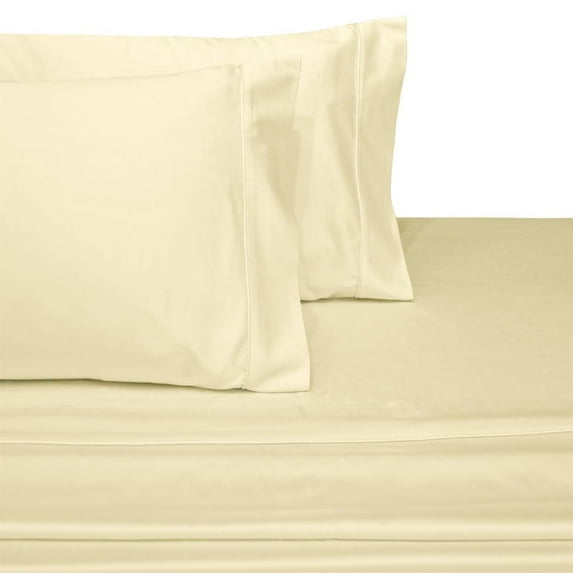 Luxury 100% Cotton 600 Thread Count Sheets Solid Full Size Bed Sheets Sets -Ivory