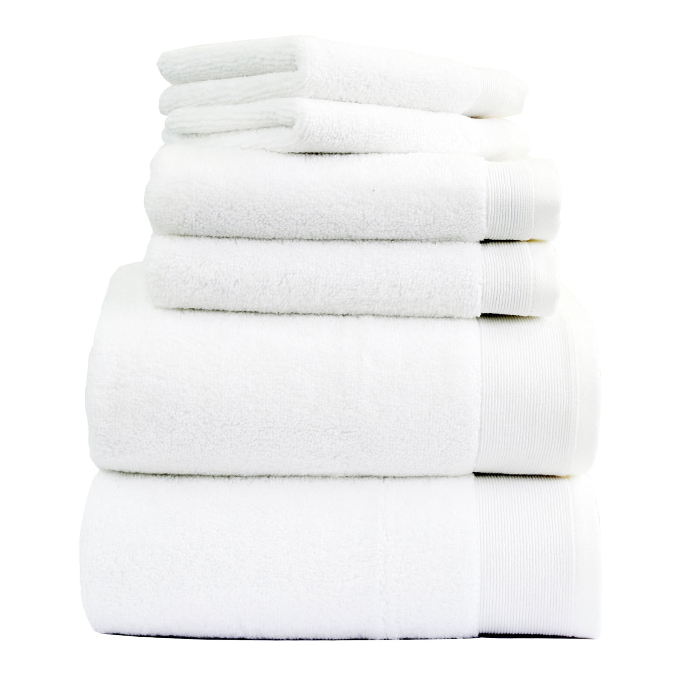 Luxury White 100% Cotton 6-Piece Towel Set